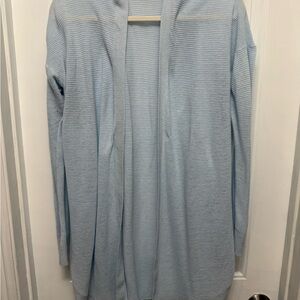 Loft Sweater Womens Size Large Periwinkle Sky Blue Cardigan Open Front Knit
